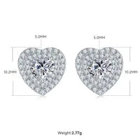 Elegant 1 Piece Sterling Silver Moissanite Heart Shape Set