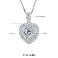 Elegant 1 Piece Sterling Silver Moissanite Heart Shape Set
