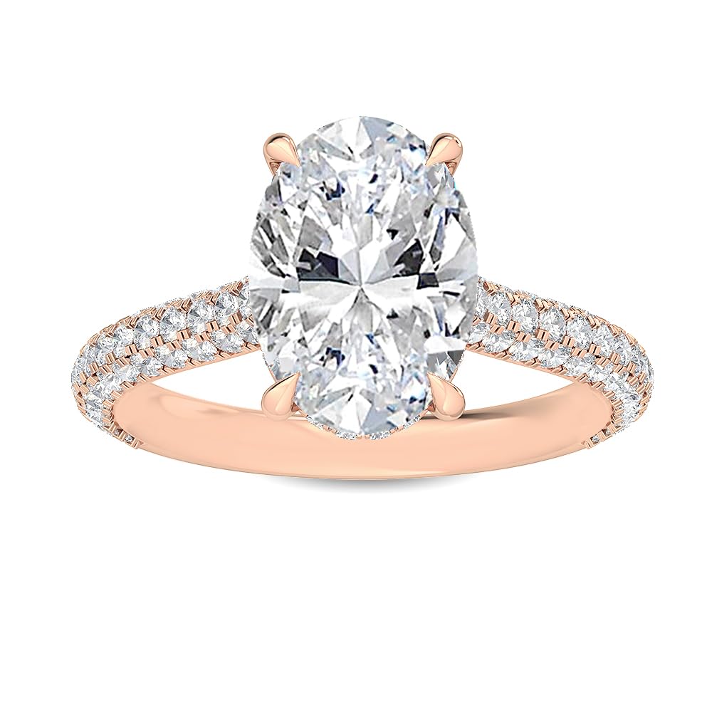 1 Carat (ctw) 14K White Gold Oval,Round Cut LAB GROWN Diamond Vintage Engagement Ring (Color D-E Clarity VS1-VS2)