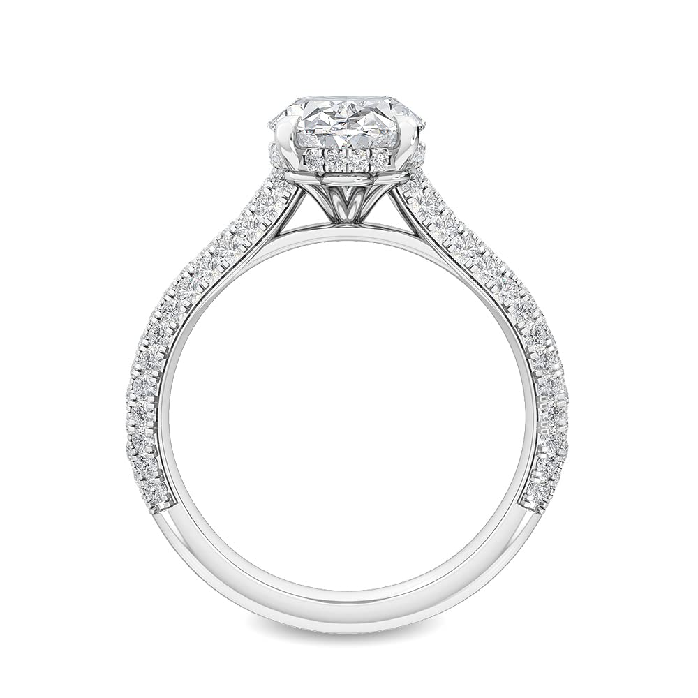 1 Carat (ctw) 14K White Gold Oval,Round Cut LAB GROWN Diamond Vintage Engagement Ring (Color D-E Clarity VS1-VS2)