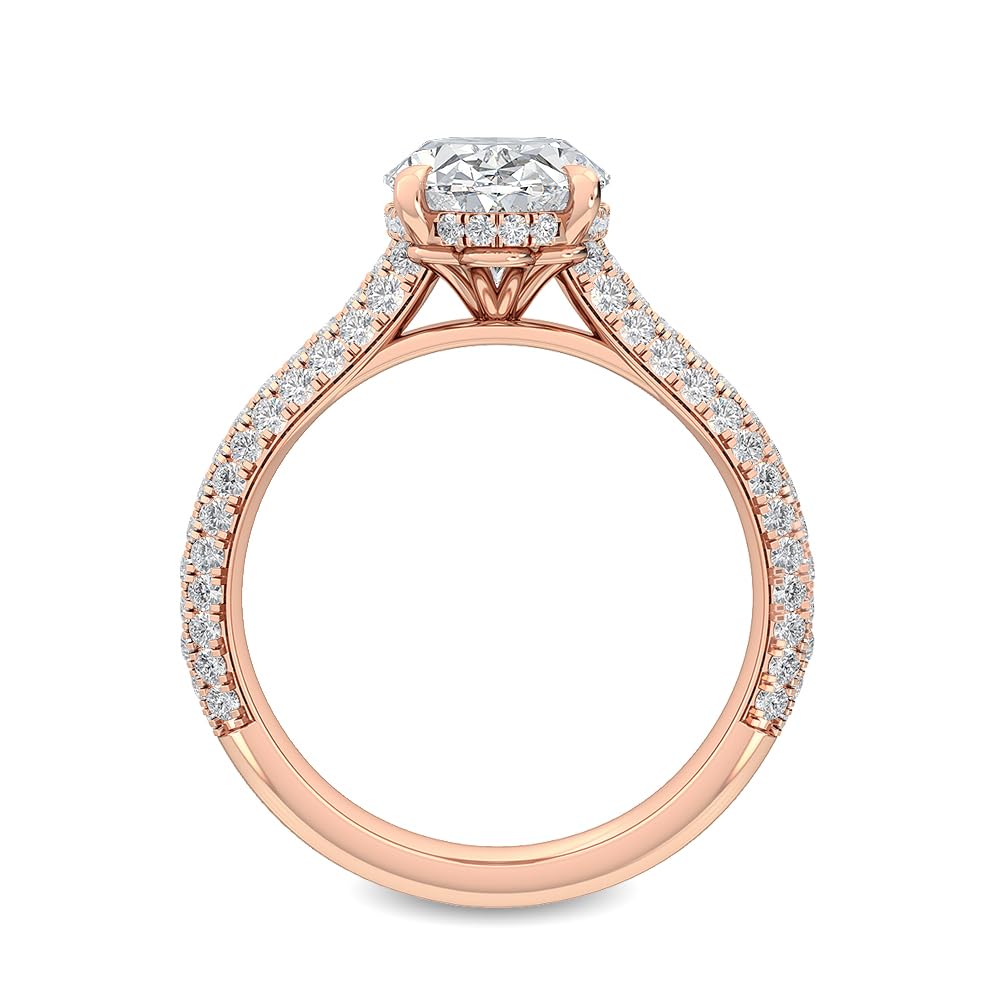 1 Carat (ctw) 14K White Gold Oval,Round Cut LAB GROWN Diamond Vintage Engagement Ring (Color D-E Clarity VS1-VS2)