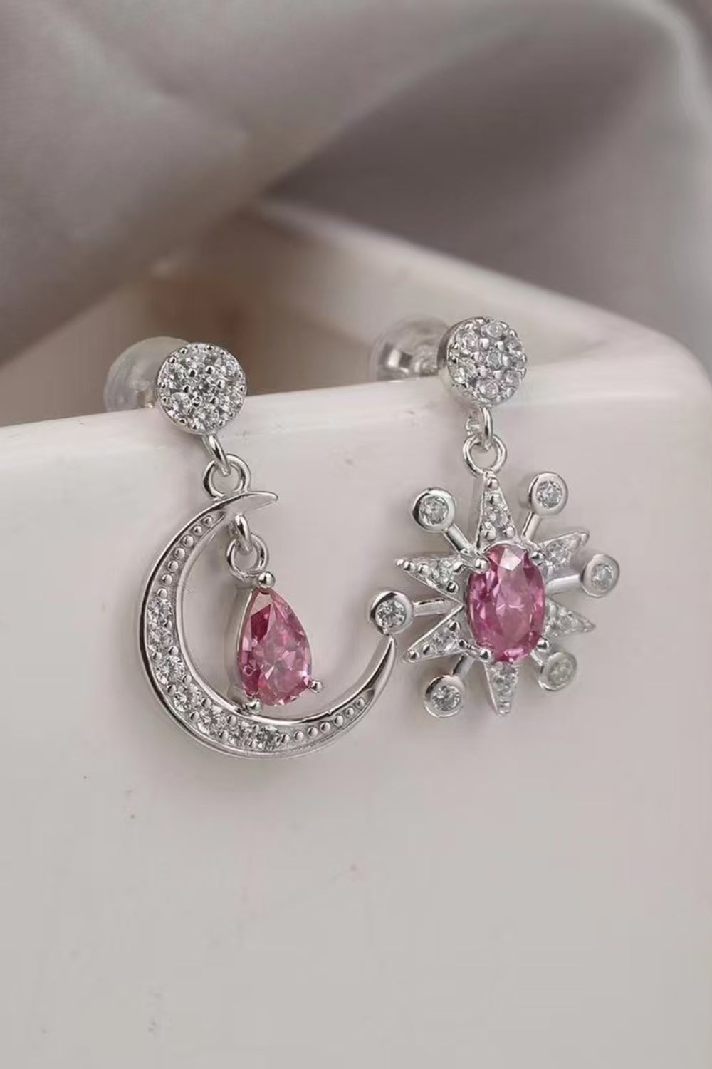1 Carat Moissanite 925 Sterling Silver Moon & Star Earrings