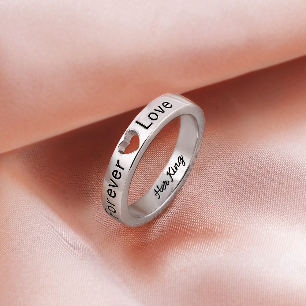 Personalized Heart Birthstone Couple Rings Gift for Lovers