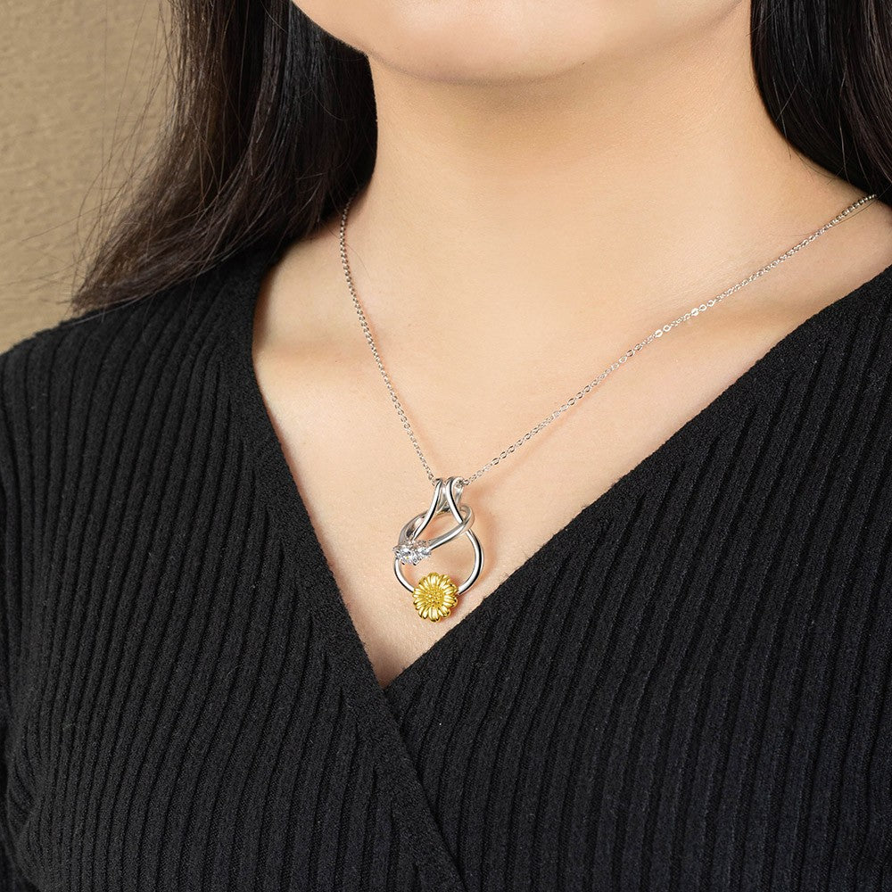 Sterling Silver Ring Holder Necklace,  Ring Keeper with Sunflower, Engagement Wedding Ring Necklace Holder, Gift for Wife Girlfriend