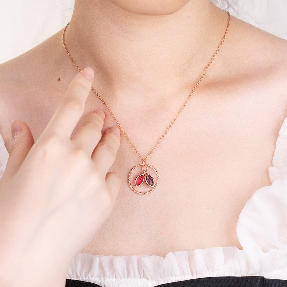 Custom Family 2-5 Birthstones Necklace with Circle Pendant, Sterling Silver 925 Birthstone Jewelry, Birthday/Mother's Day Gift for Mom/Grandma/Wife