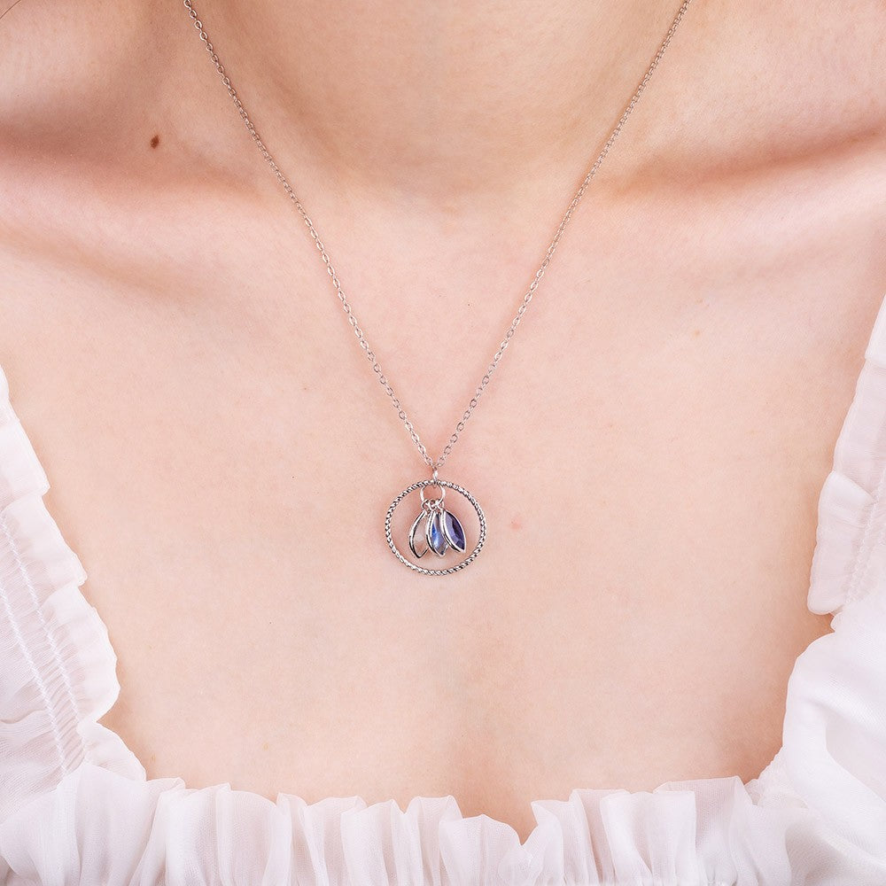 Custom Family 2-5 Birthstones Necklace with Circle Pendant, Sterling Silver 925 Birthstone Jewelry, Birthday/Mother's Day Gift for Mom/Grandma/Wife